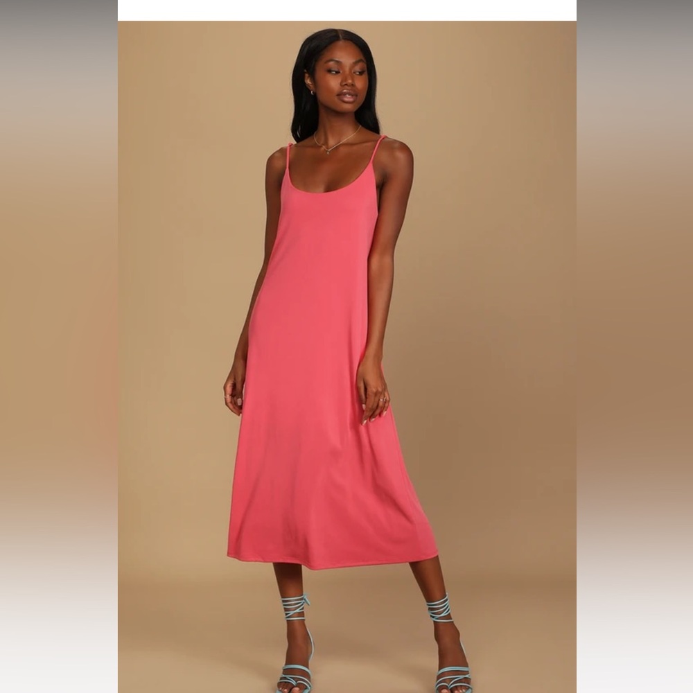 Burst of Brightness Coral Column Midi Dress Size XL